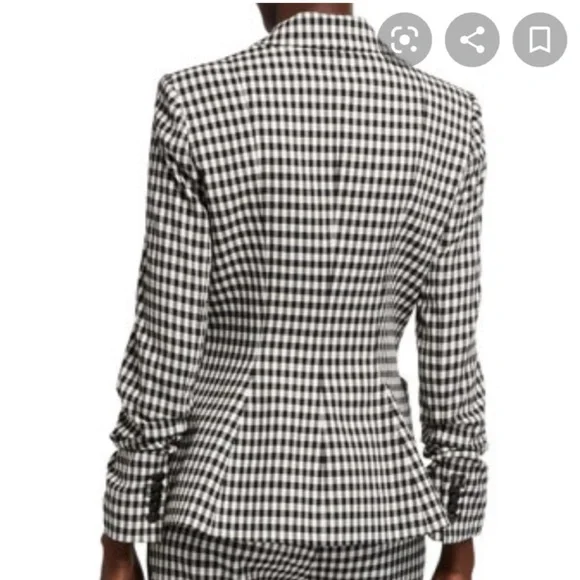 Veronica Beard Blazer Caldwell Double Breasted in Gingham Black White